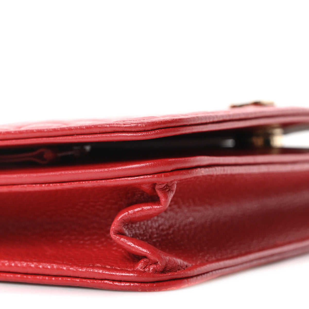 Caviar Camellia Embossed Wallet On Chain WOC Red