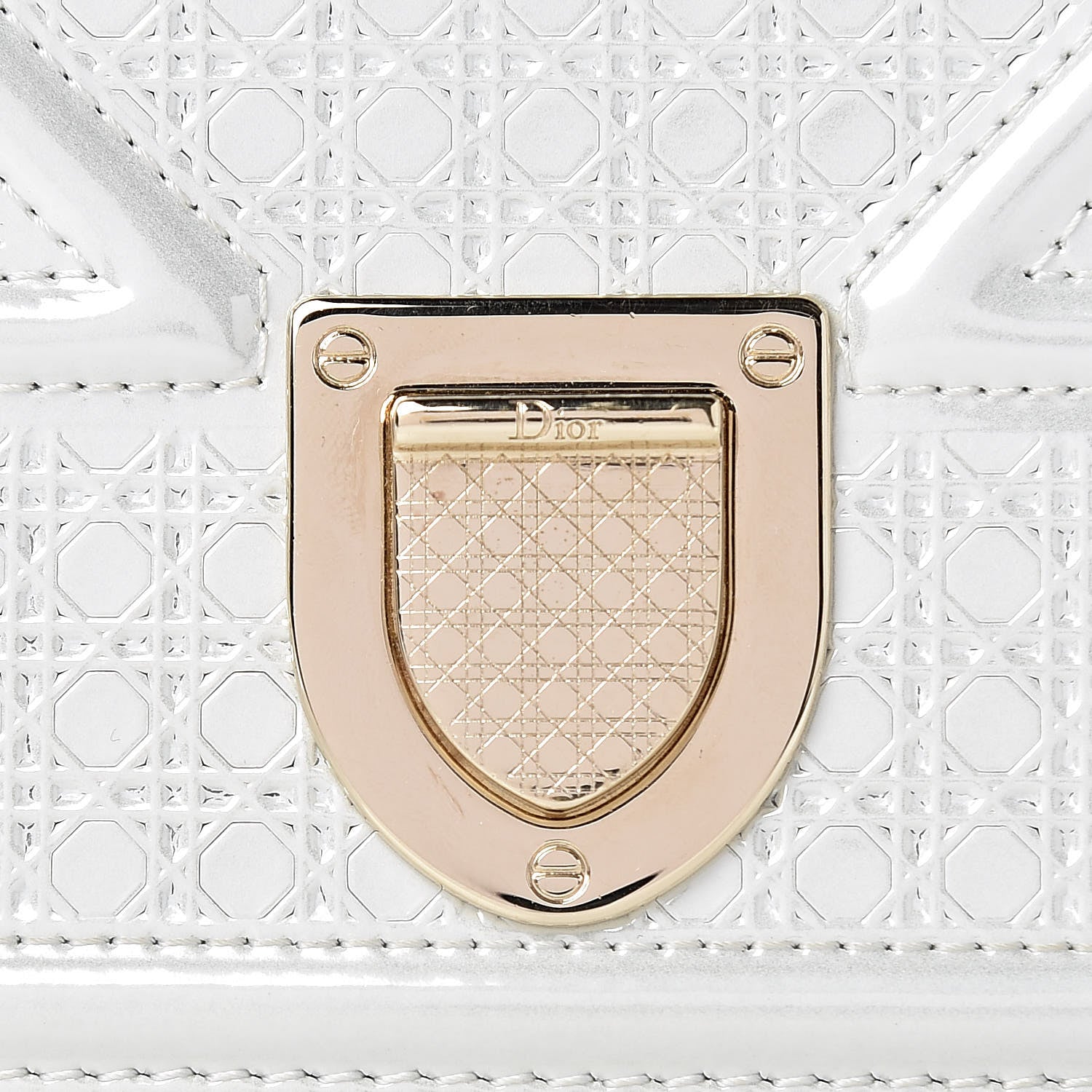 Christian Dior Patent Micro-Cannage Diorama Wallet on Chain Pouch White 12 of 12