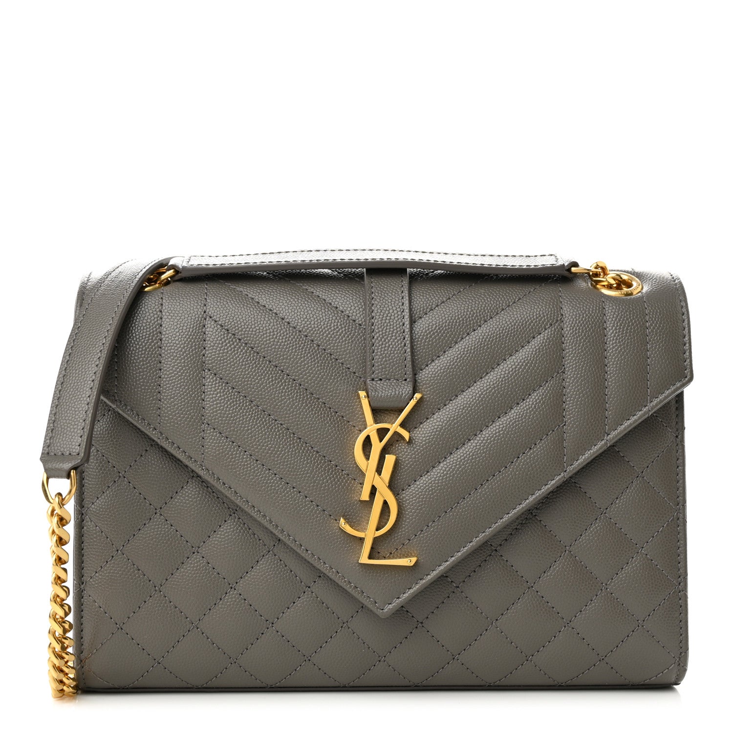 Saint Laurent Grain De Poudre Textured Mixed Matelasse Medium Triquilt Monogram Satchel Earth 1 of 10