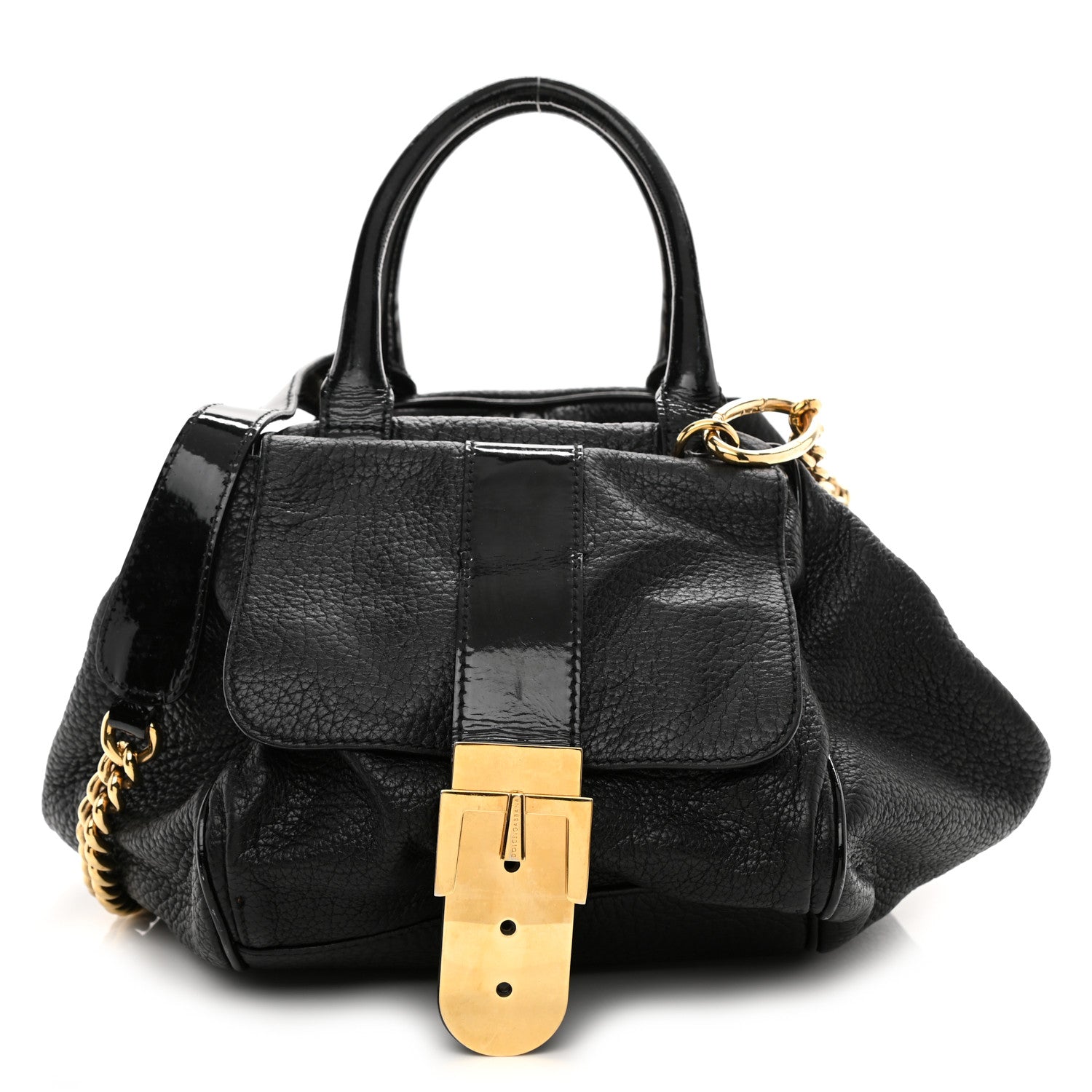 Dolce & Gabbana Calfskin Buckle Satchel Black 1 of 10