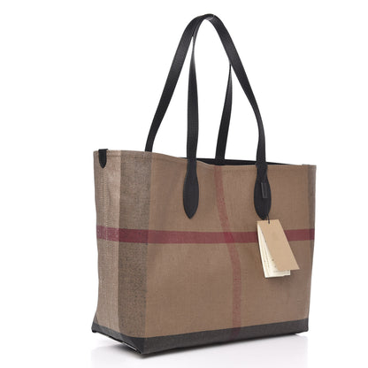 Burberry Coated Canvas Mega Check Medium Doodle Tote Black 3 of 9