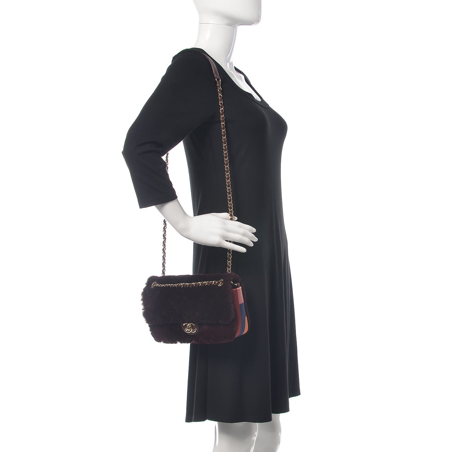 Chanel Orylag Rabbit Fur Quilted Medium Single Flap Burgundy 2 of 10