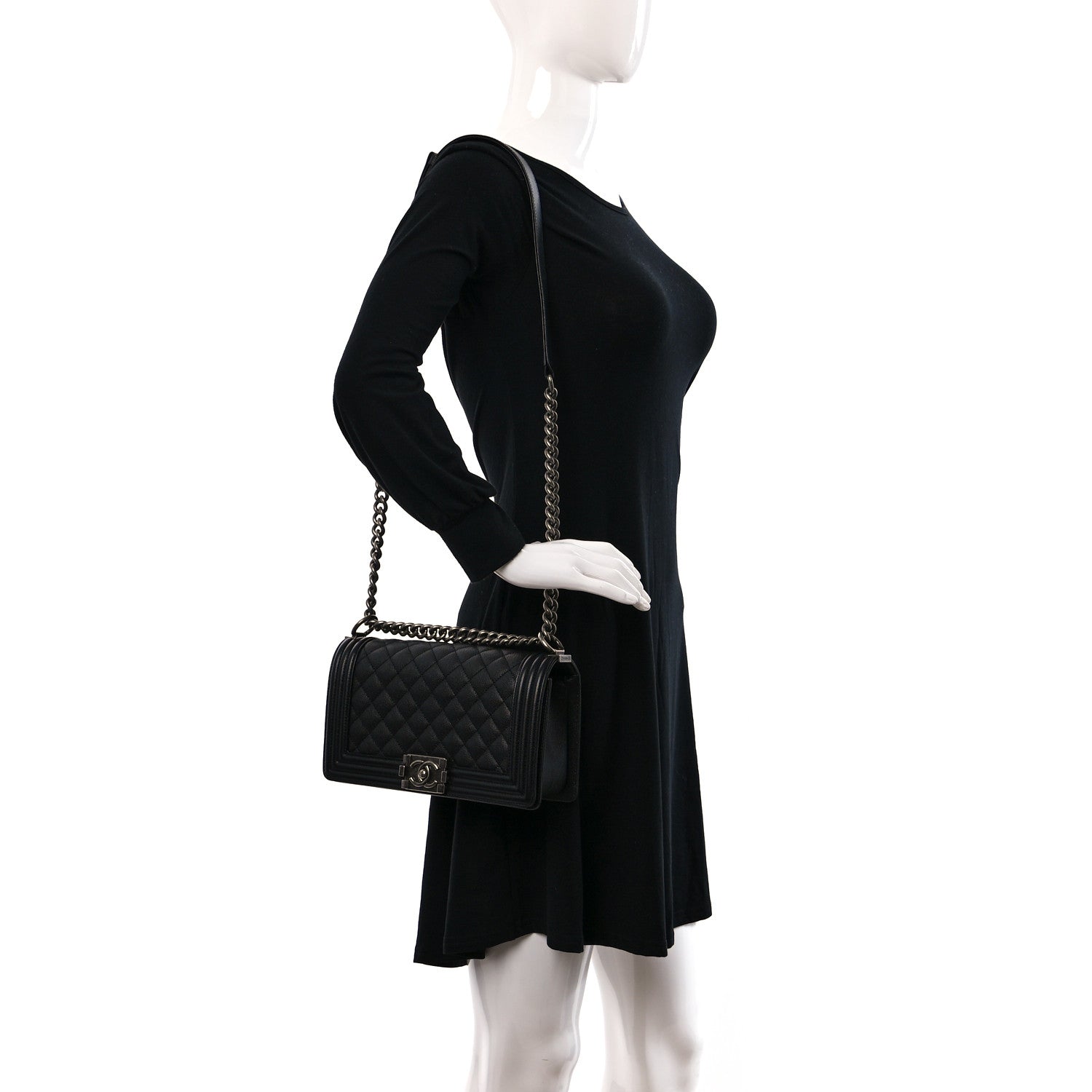 Chanel Caviar Quilted Medium Boy Flap Black 2 of 10
