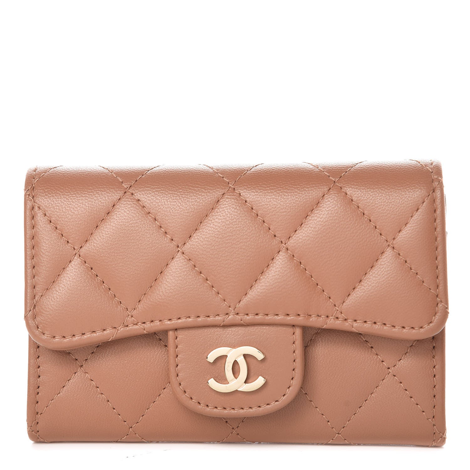 Chanel Lambskin Quilted Flap Card Holder Beige 1 of 9
