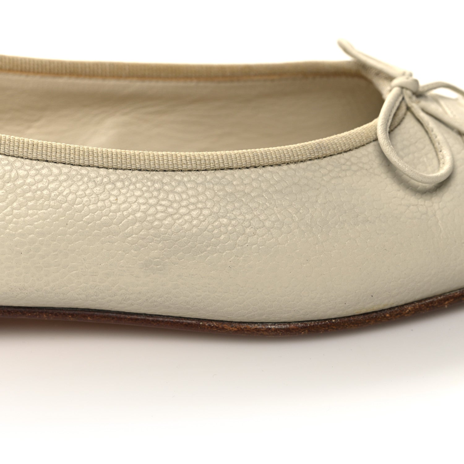 Chanel Lambskin Cap Toe CC Ballerina Flats 36 Beige 9 of 10