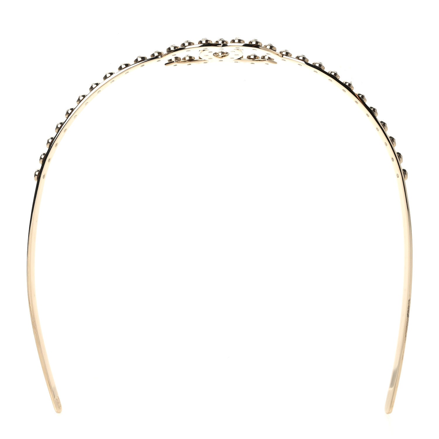 Chanel Metal Crystal CC Headband Light Gold 1 of 7
