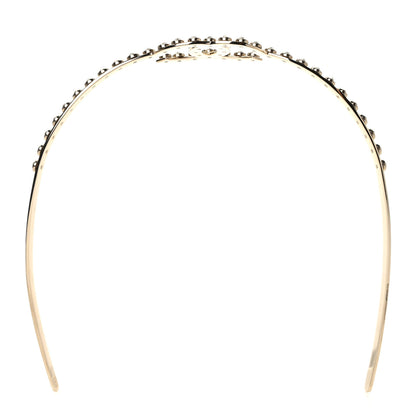 Chanel Metal Crystal CC Headband Light Gold 1 of 7