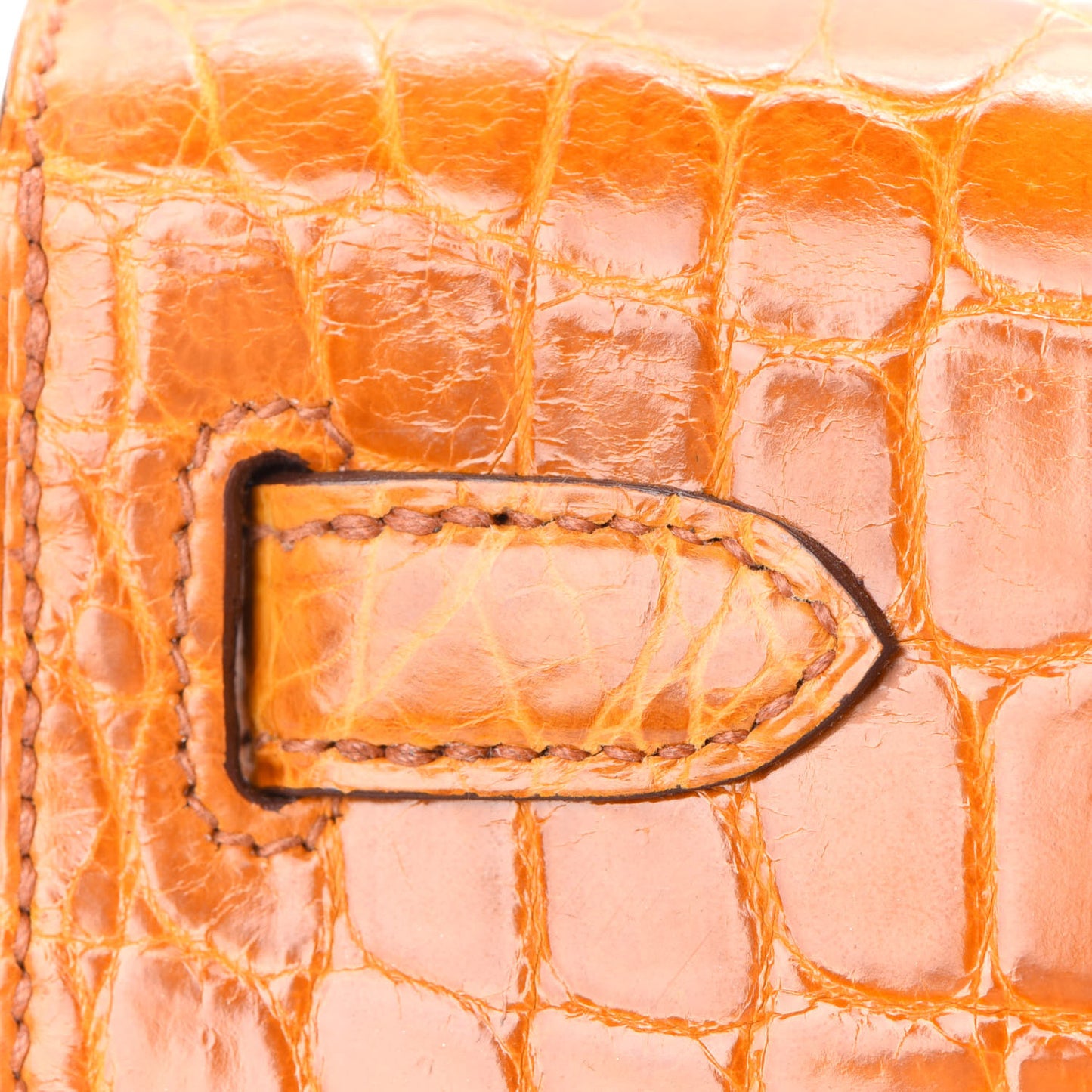 Shiny Niloticus Crocodile Kelly Cut Pochette Pain D'Epice