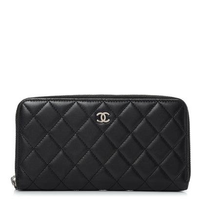 Chanel Lambskin Quilted Large Gusset Zip Around Wallet Black 1 of 8