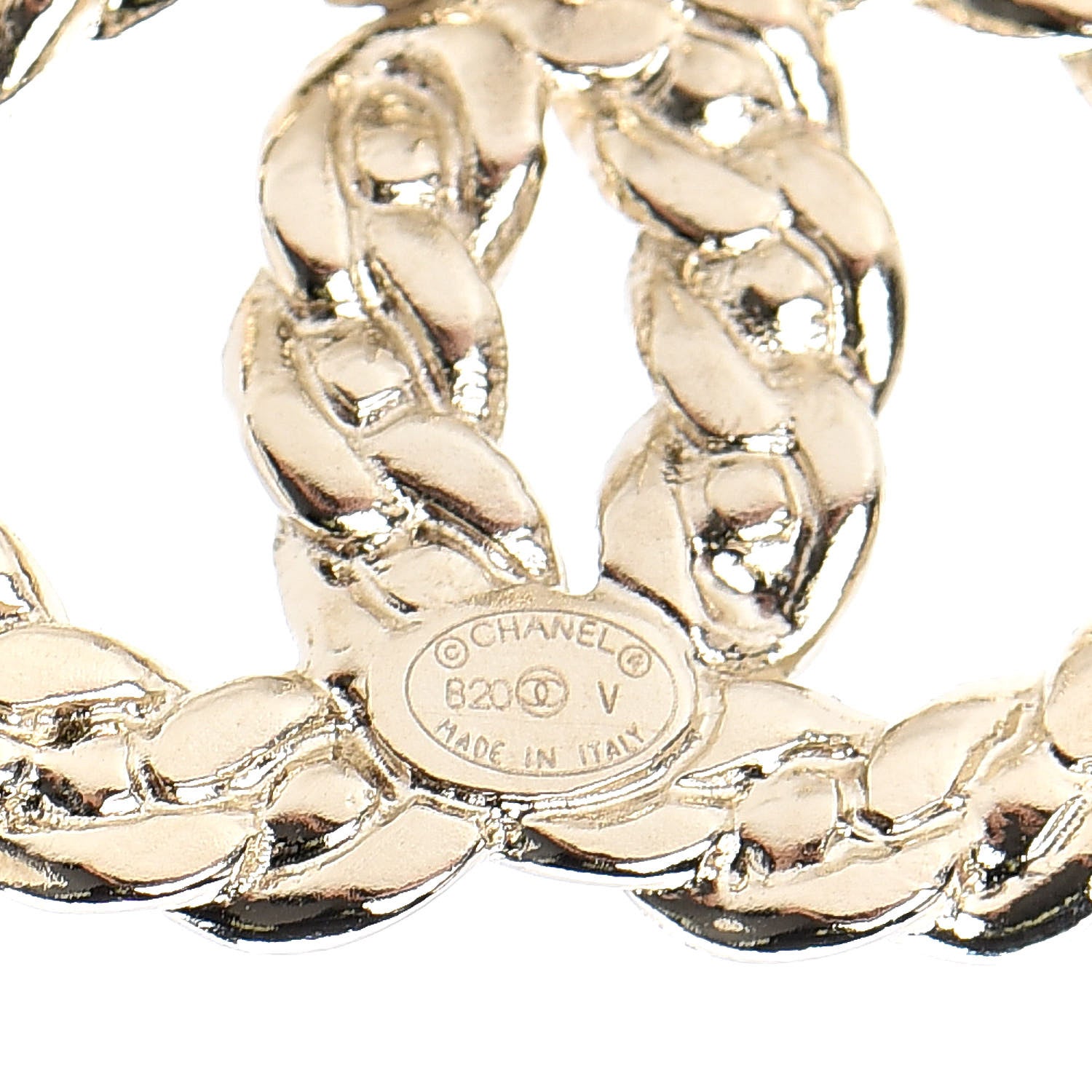 Chanel Crystal Chain Link CC Earrings Gold 4 of 5