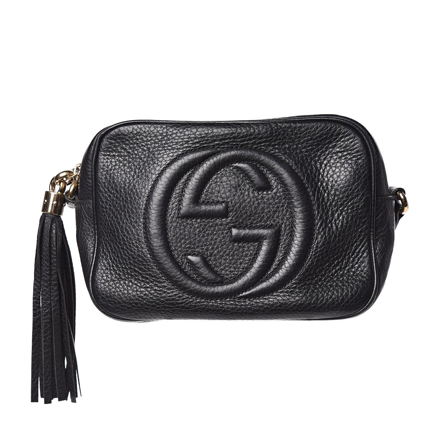 Pebbled Calfskin Small Soho Disco Bag Black