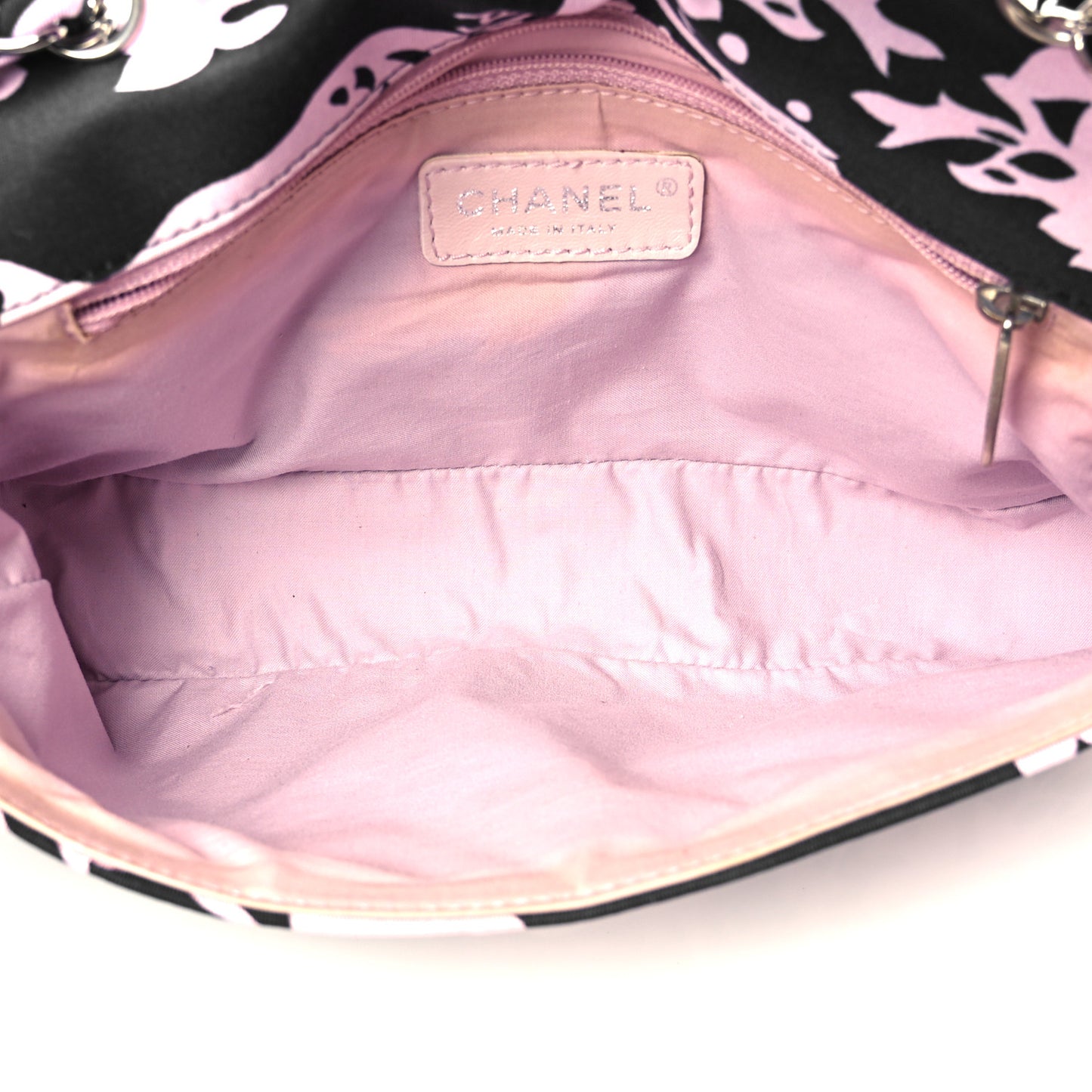 Printed Fabric East West Flap Black Pink