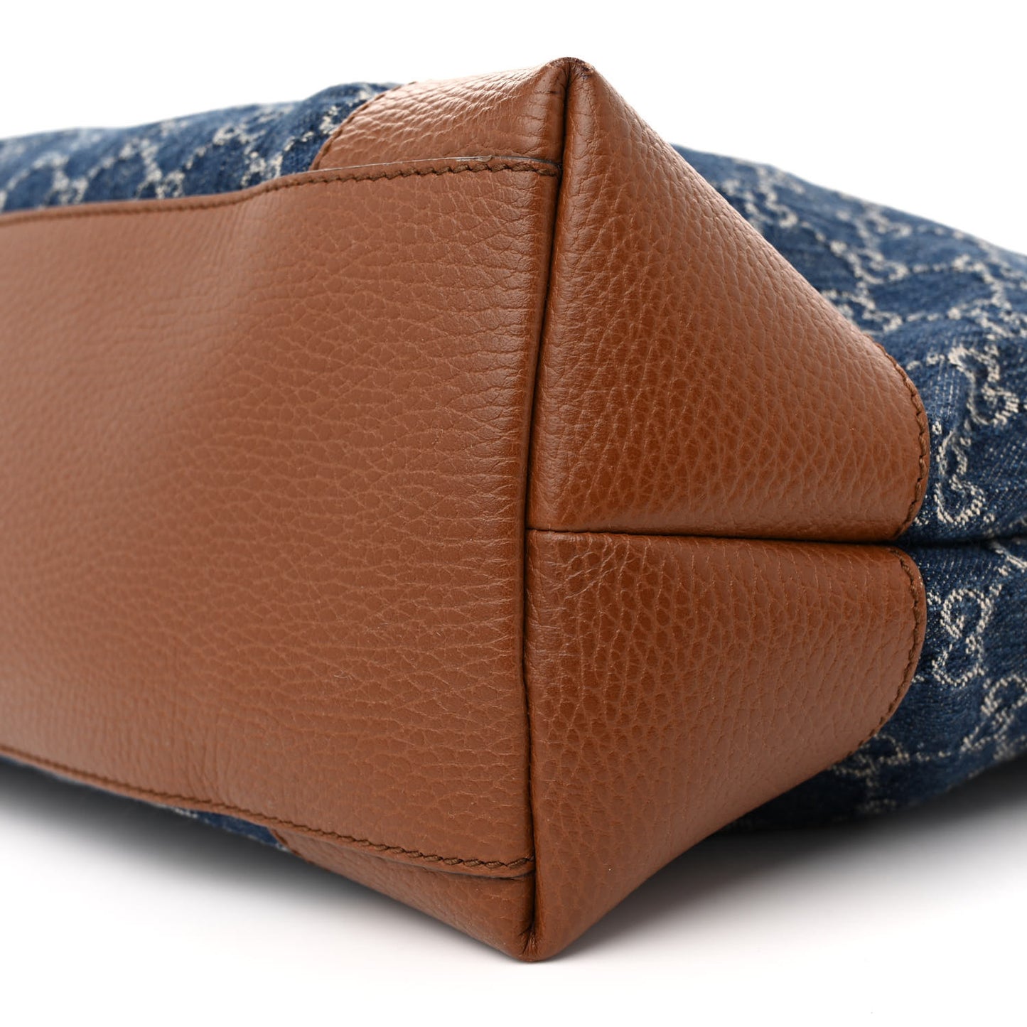 New Denim GG Monogram Medium Ophidia Shopping Tote Blue Tea Cuir