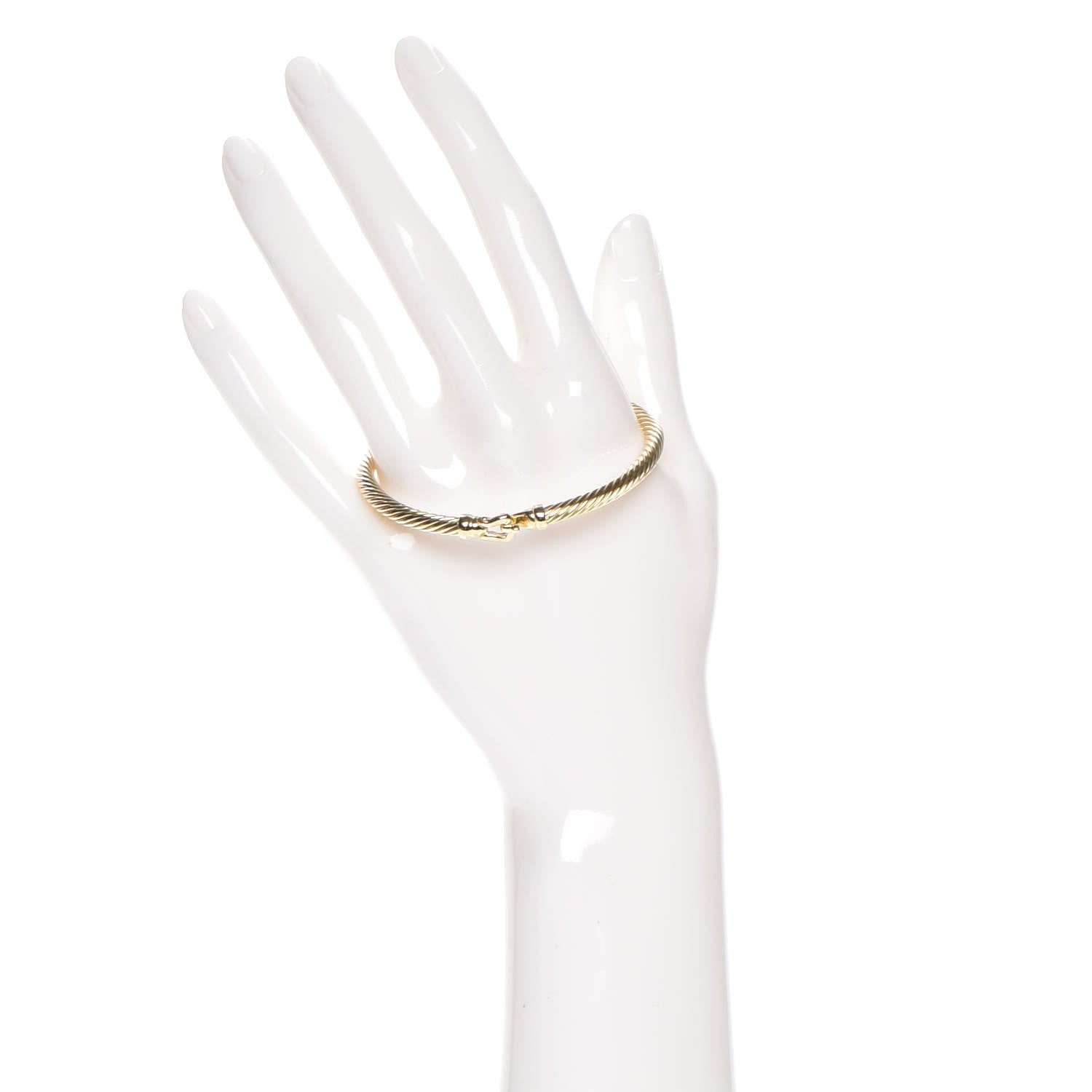 David Yurman 18K Yellow Gold 4mm Cable Buckle Bracelet 2 of 6