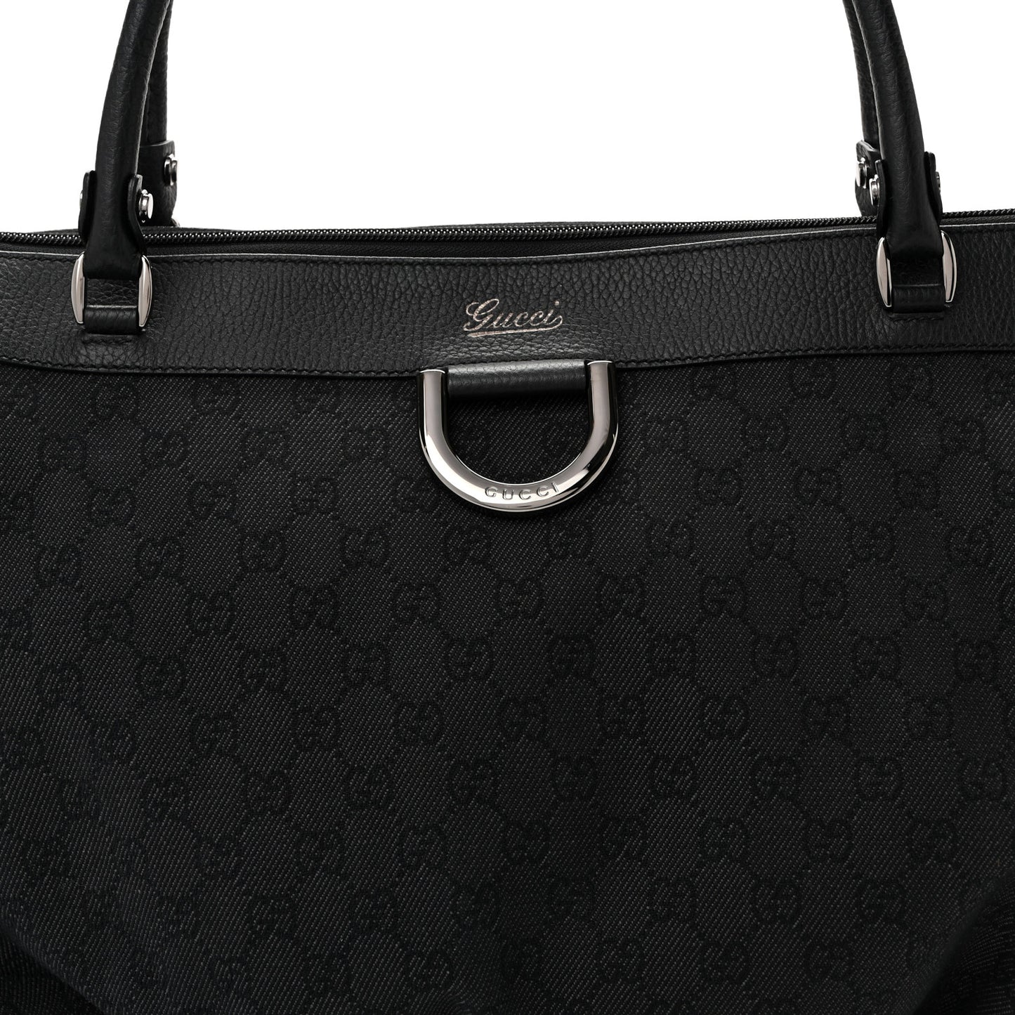 Denim Monogram Large D Ring Tote Black