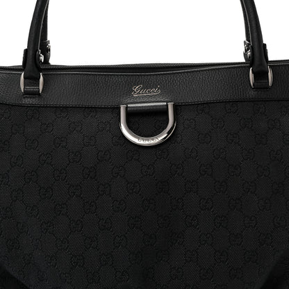 Gucci Denim Monogram Large D Ring Tote Black 7 of 9