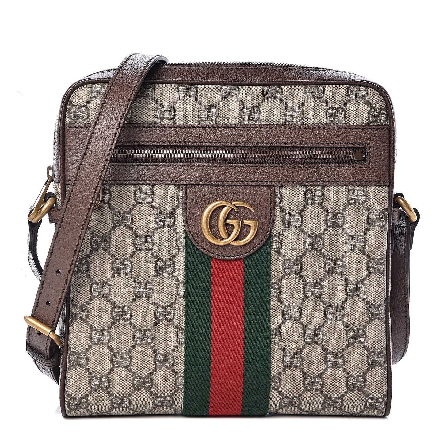 GG Supreme Monogram Web Small Ophidia Messenger Bag Brown