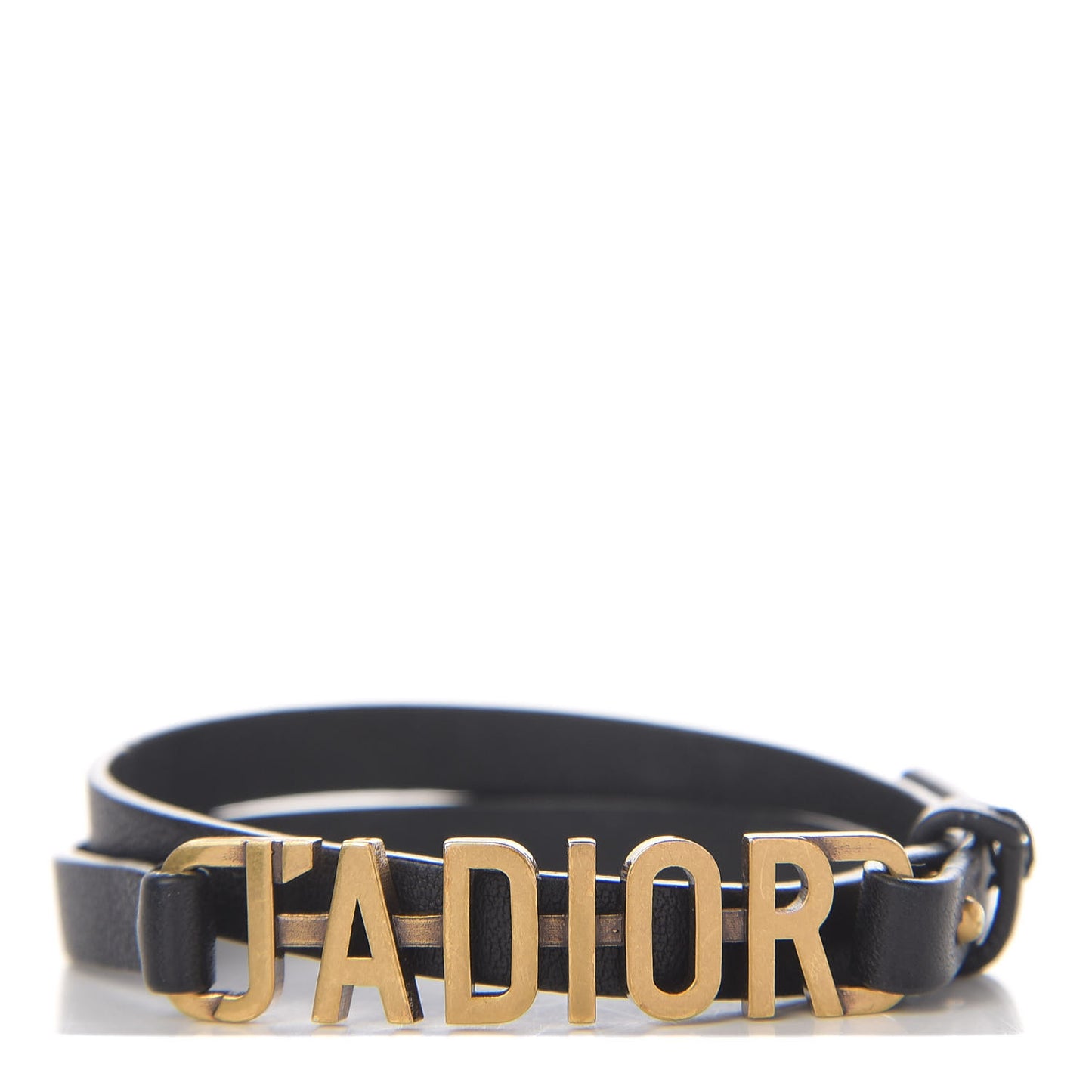 Calfskin J'adior Double Bracelet Black