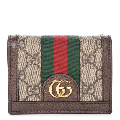 Gucci GG Supreme Monogram Web Ophidia Card Case Beige New Acero 1 of 8