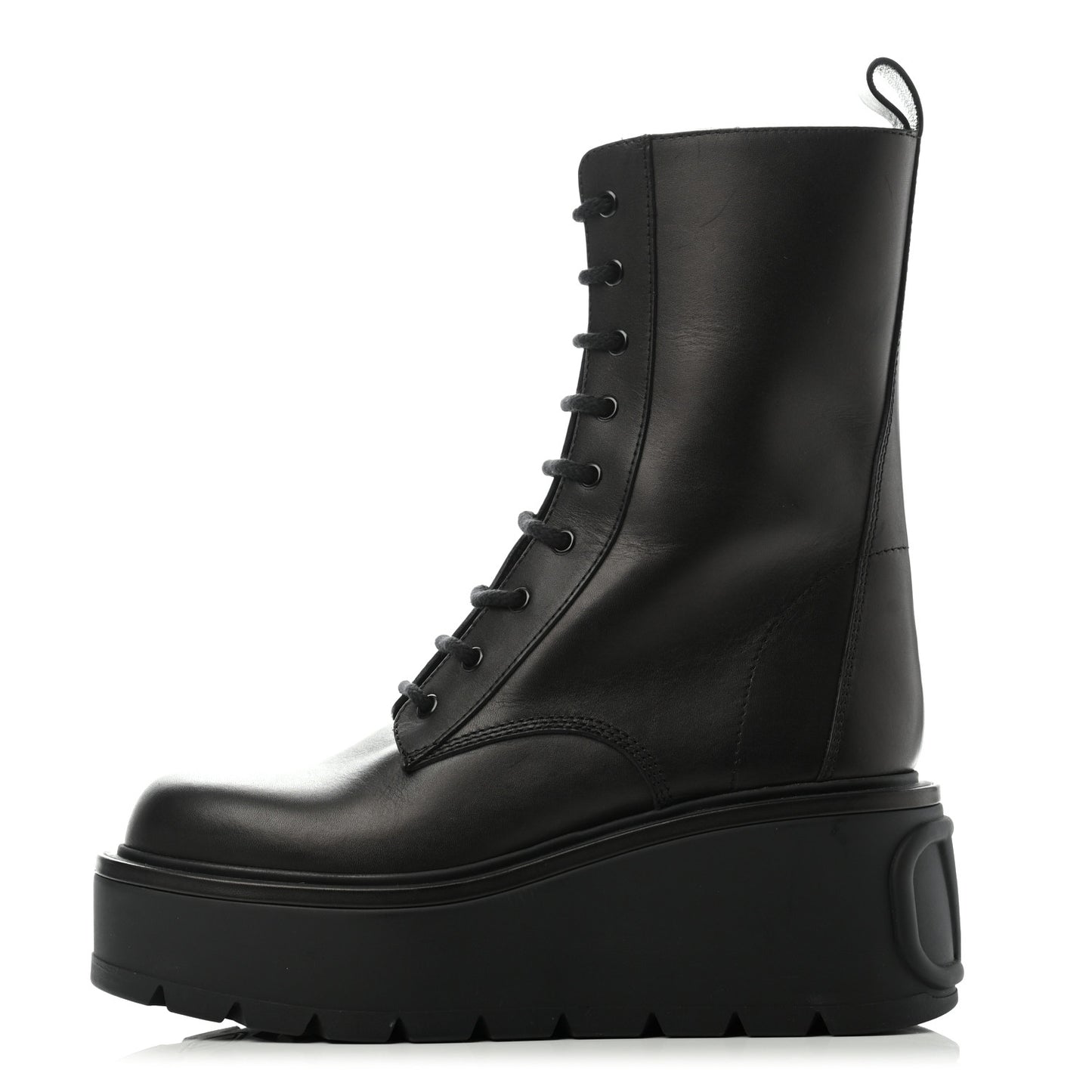 Calfskin VLOGO Uniqueform 55/85mm Flatform Lace Up Boots 41 Black