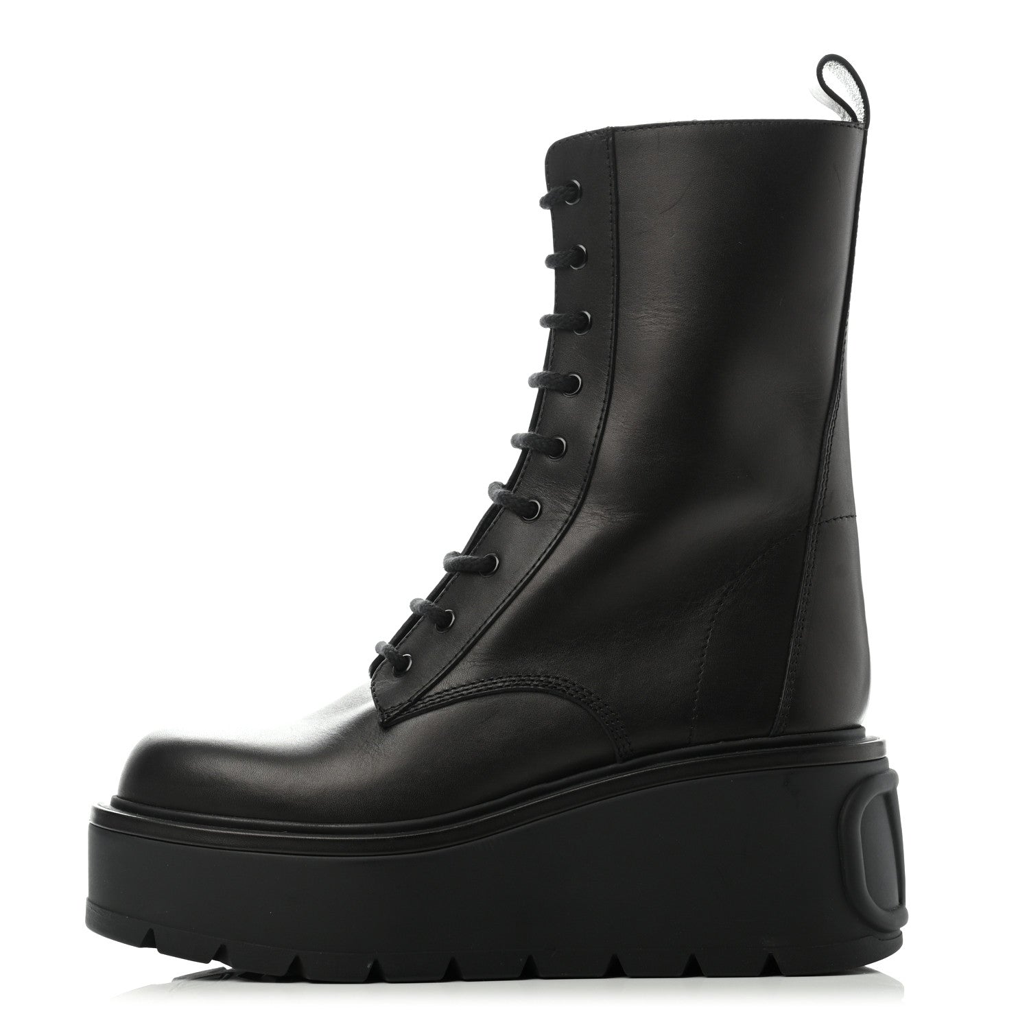 Valentino Garavani Calfskin VLOGO Uniqueform 55/85mm Flatform Lace Up Boots 41 Black 1 of 11