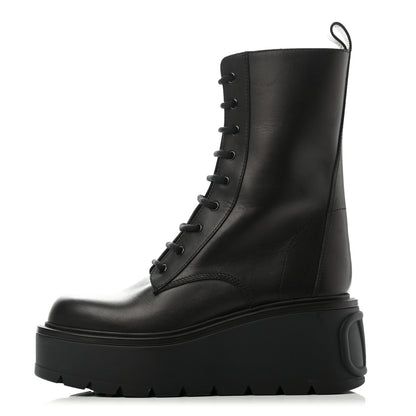 Valentino Garavani Calfskin VLOGO Uniqueform 55/85mm Flatform Lace Up Boots 41 Black 1 of 11