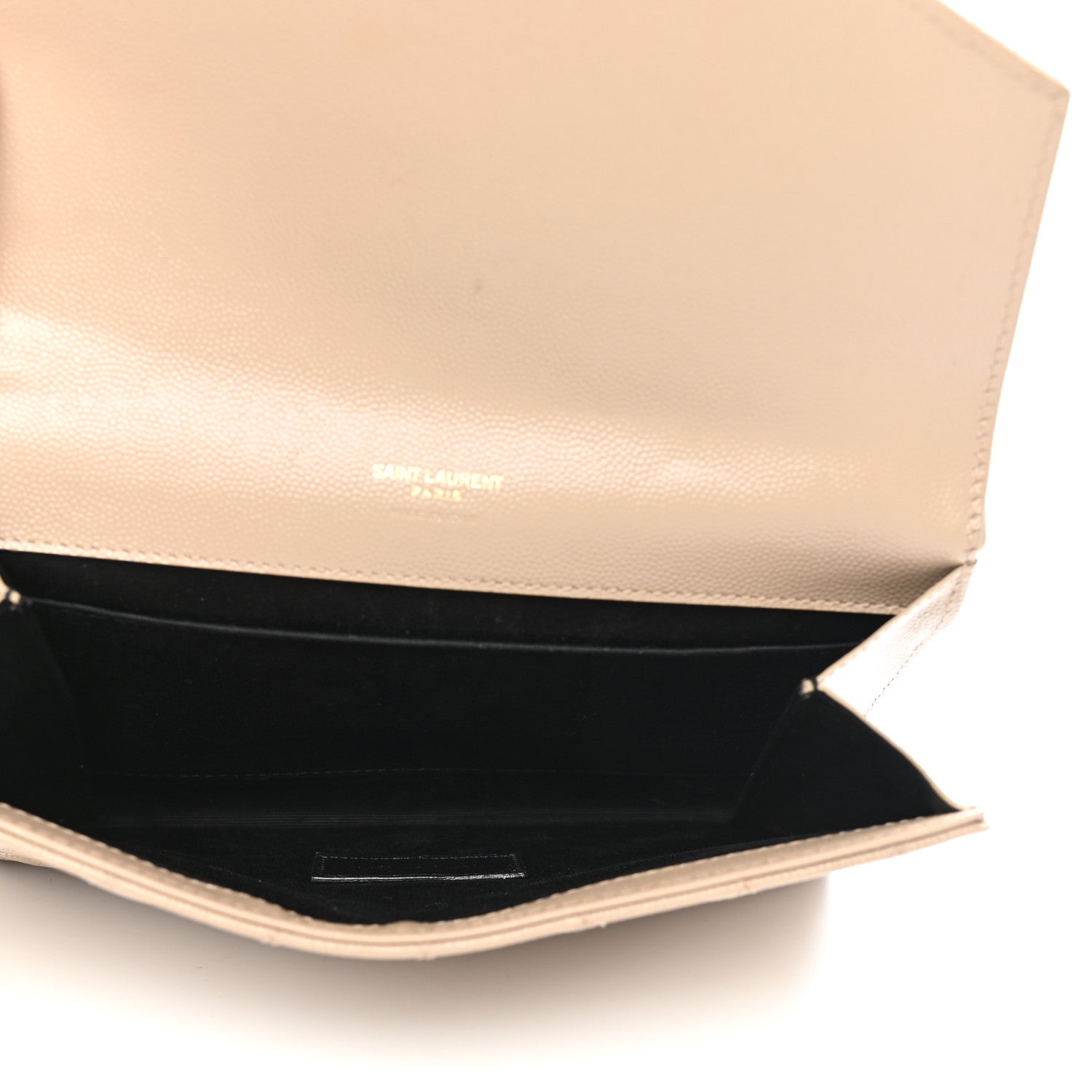 Saint Laurent Grain De Poudre Textured Mixed Matelasse Triquilt Monogram Clutch Dark Beige 4 of 7