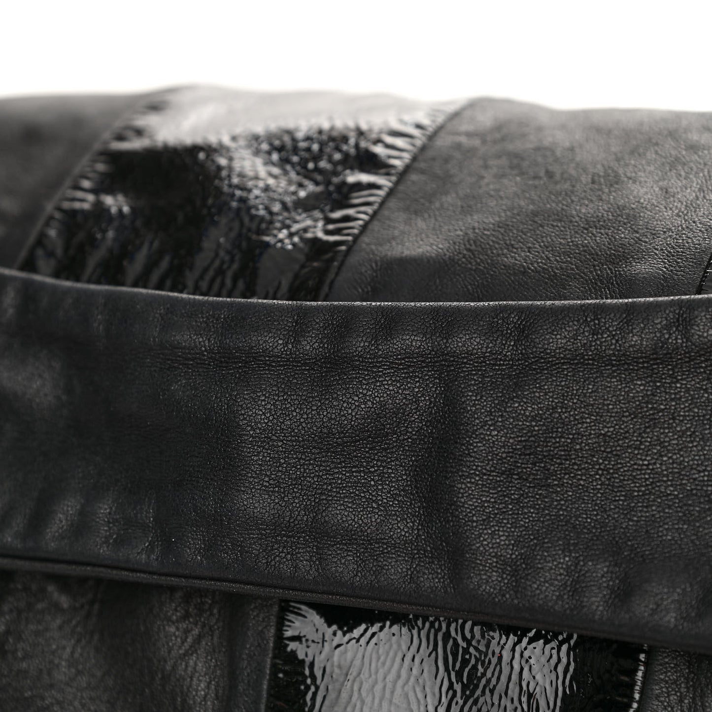 Lambskin Patent Calfskin Brooklyn Patchwork Hobo Black