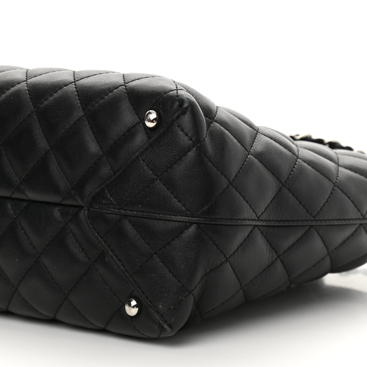 Calfskin Quilted Large Shopping Tote Black