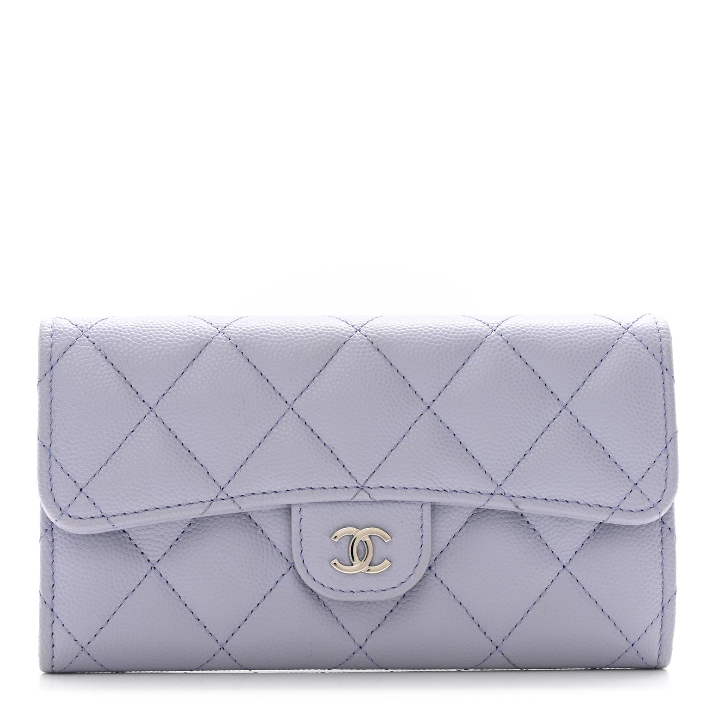 Caviar Quilted Medium Flap Wallet Light Purple