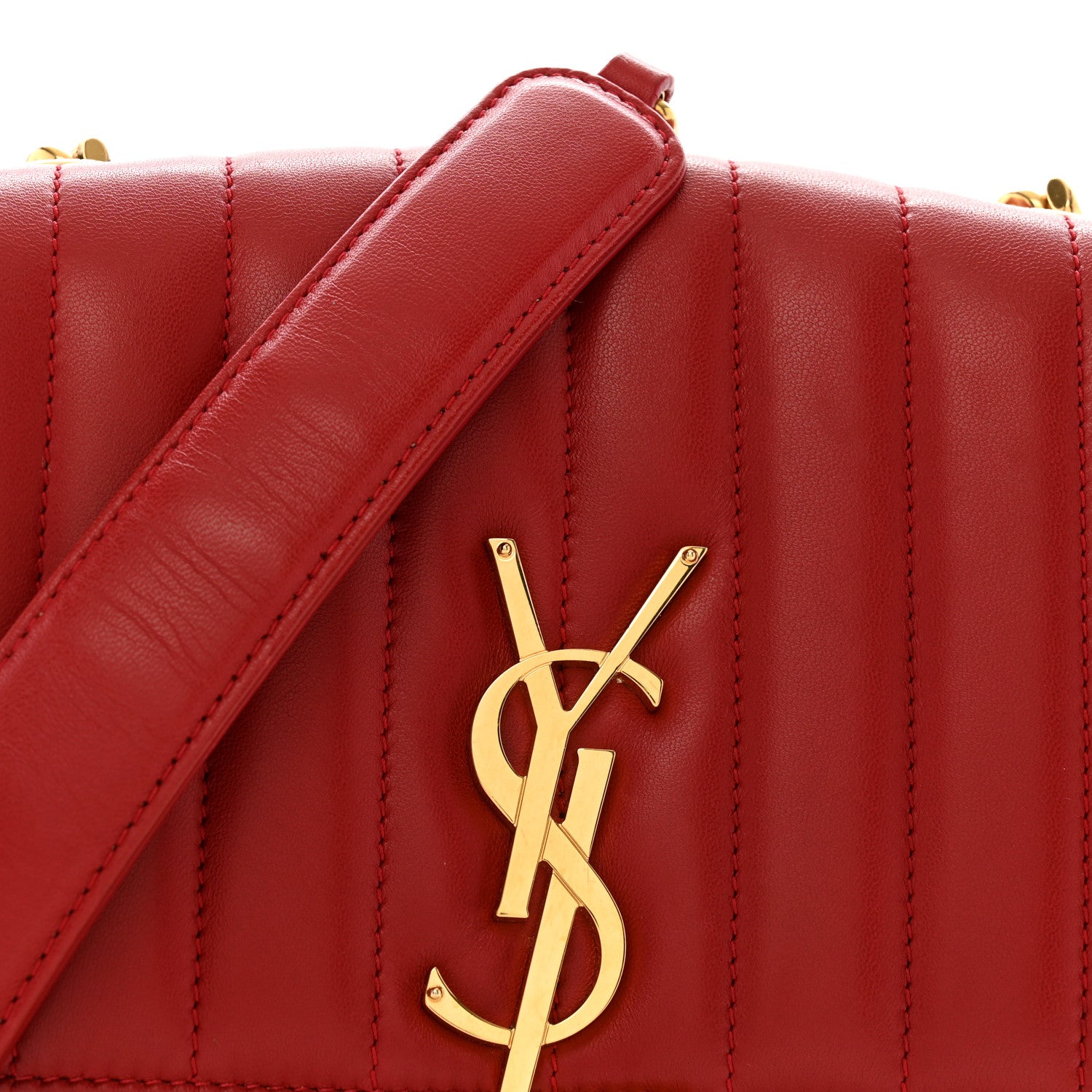 Saint Laurent Lambskin Matelasse Monogram Medium Vicky Chain Bag Rouge Eros 8 of 15