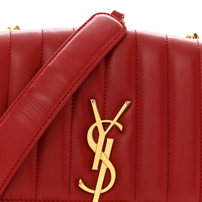 Saint Laurent Lambskin Matelasse Monogram Medium Vicky Chain Bag Rouge Eros 8 of 15