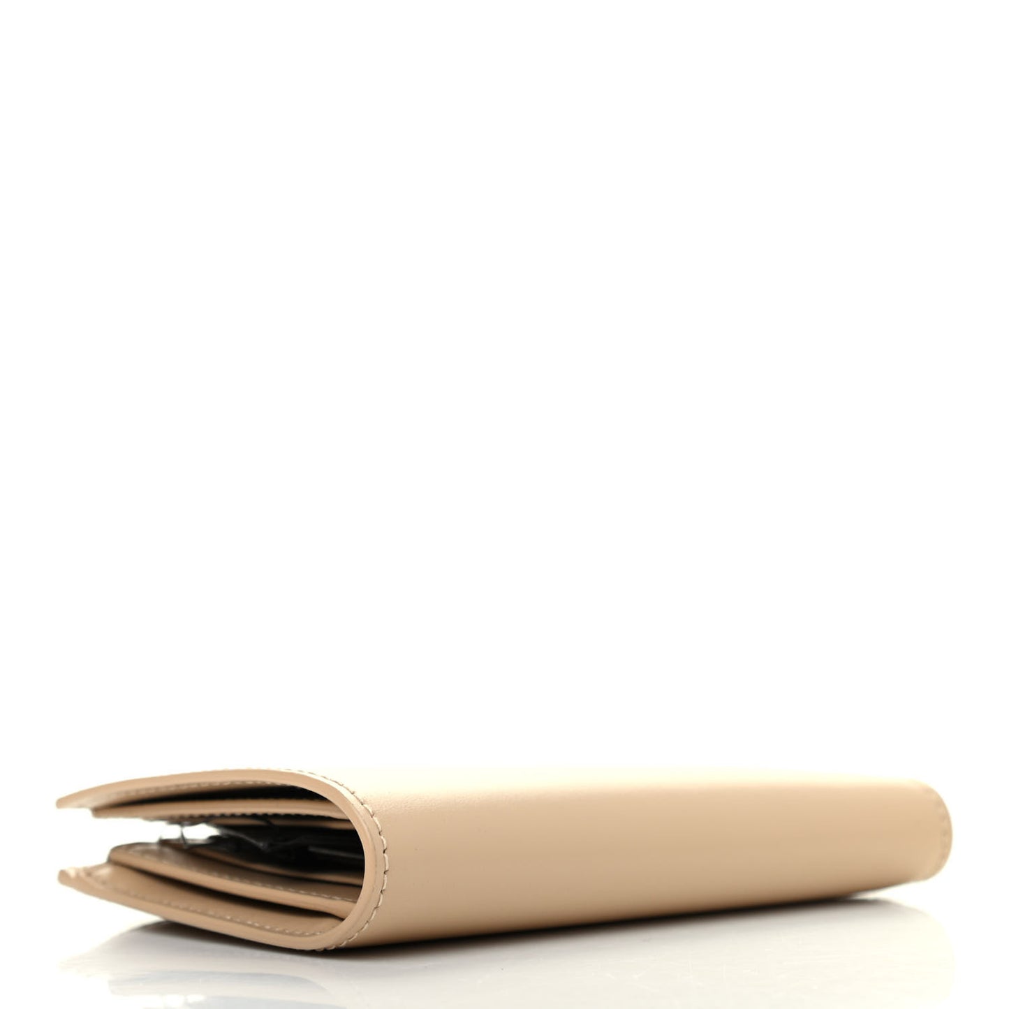 Calfskin Monogram Bi-Fold Zipped Wallet Nude Powder