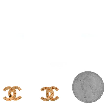 Chanel Metal CC Paris Button Stud Earrings Gold 2 of 6