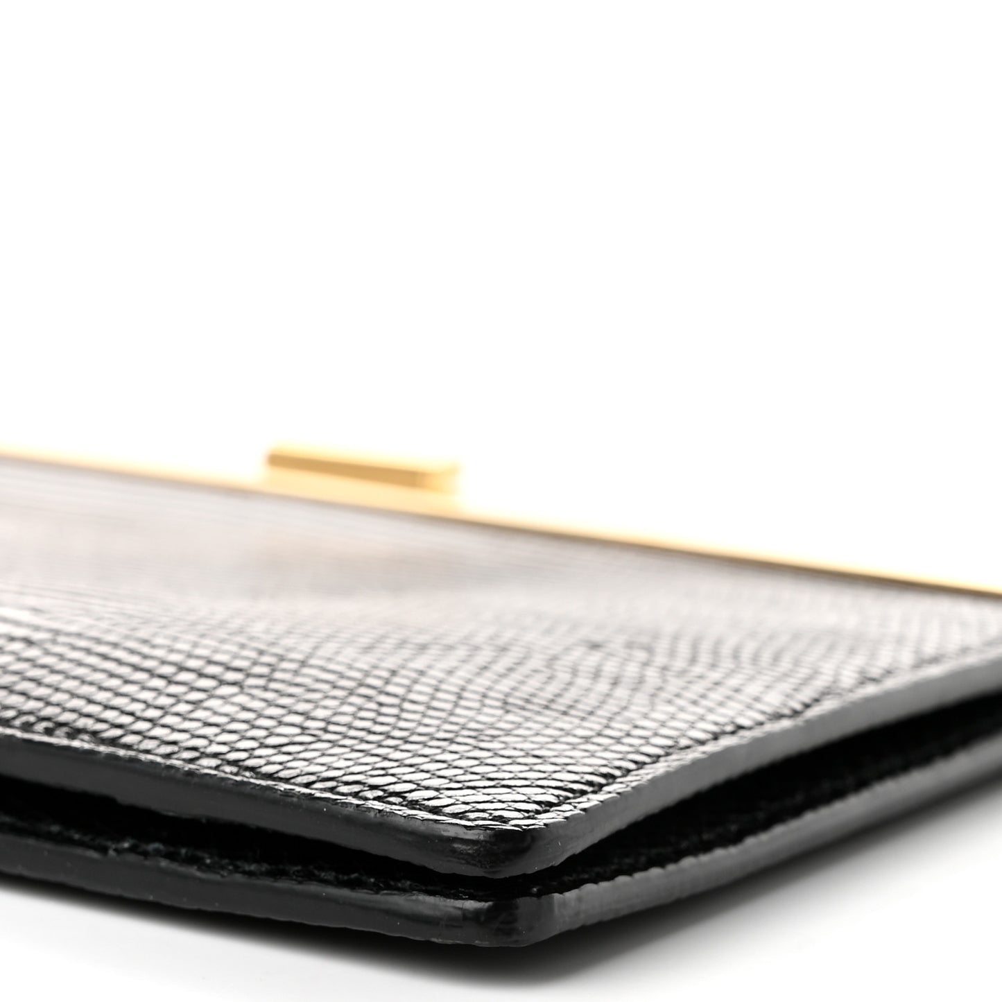 Lizard Mini Clasp Clutch Bag Black