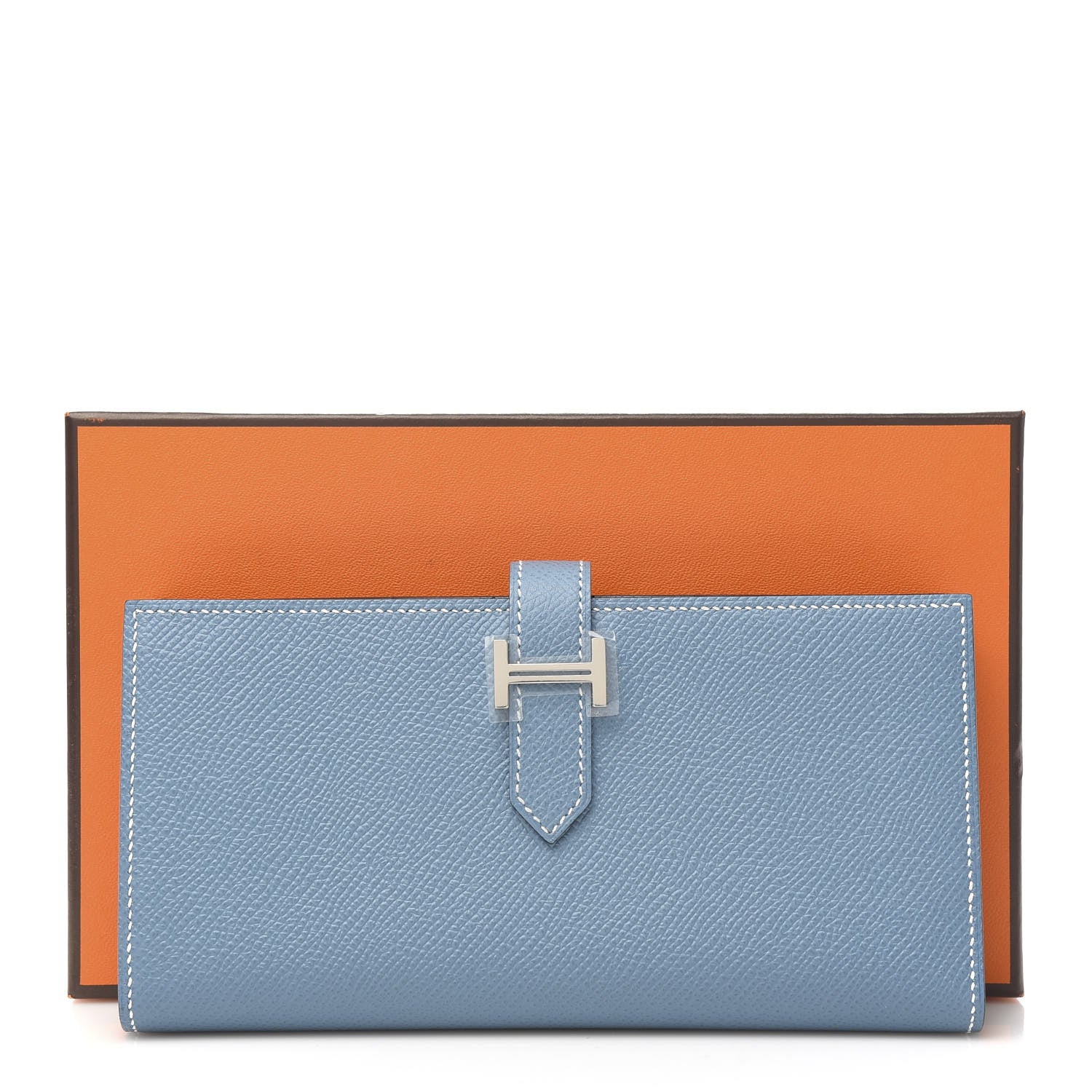 Hermes Epsom Bearn Gusset Wallet Blue Jean 7 of 7