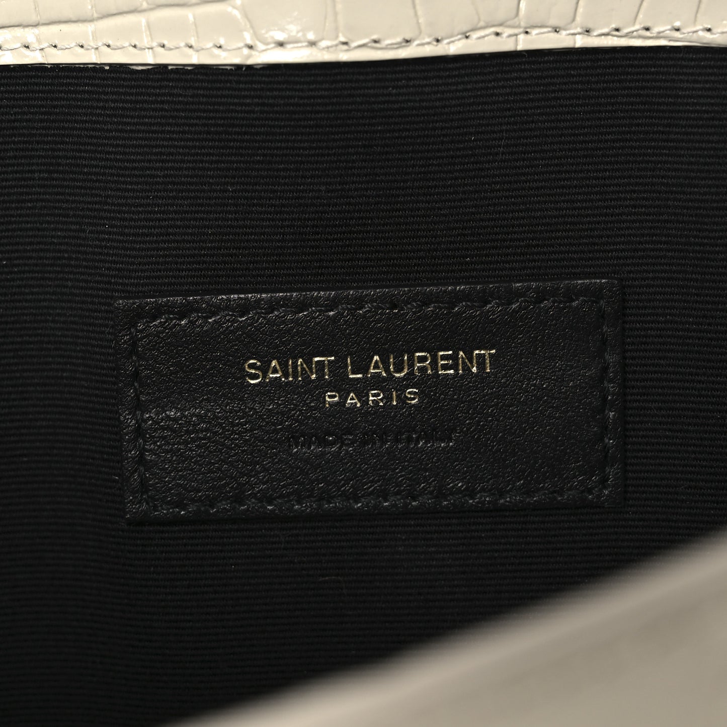 Calfskin Crocodile Embossed Uptown Monogram Pouch Crema Soft