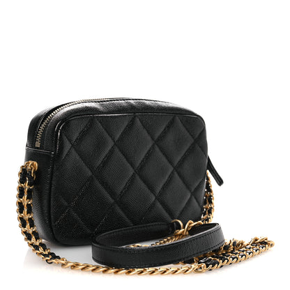 Chanel Shiny Caviar Quilted Chain Melody Camera Bag Black 3 of 10