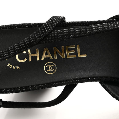 Chanel Suede Kidskin Cap Toe CC Slingback Pumps 39 Black 7 of 10