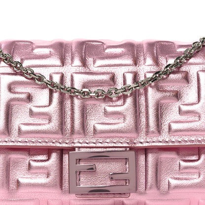 Fendi Vitello Catalan Mirror FF 1974 Embossed Continental Wallet on Chain Rosa 7 of 10