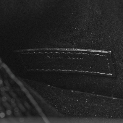 Saint Laurent Calfskin Crocodile Embossed Uptown Monogram Pouch Black 7 of 10