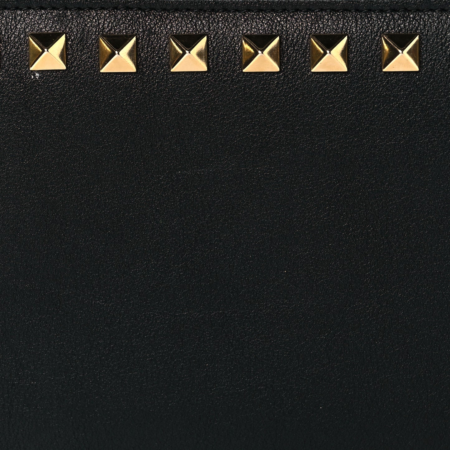 Calfskin Rockstud Zip Around Wallet Black