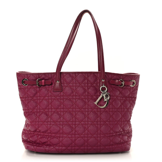 Coated Canvas Cannage Medium Panarea Tote Raspberry