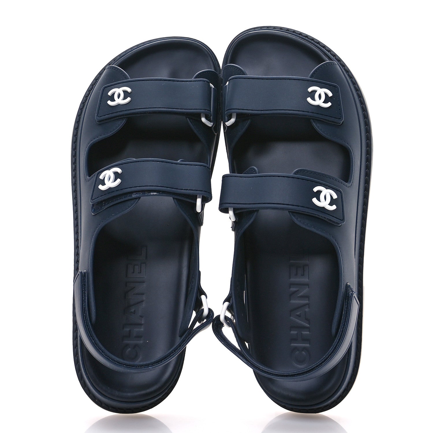 Chanel Rubber CC Dad Sandals 40 Navy 2 of 9