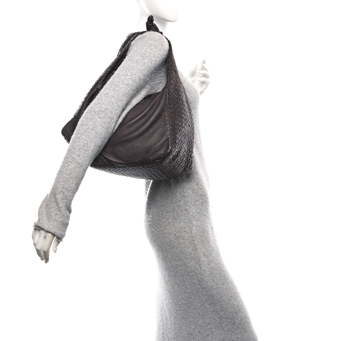 Nappa Intrecciato Double Zip Large Hobo Ebano