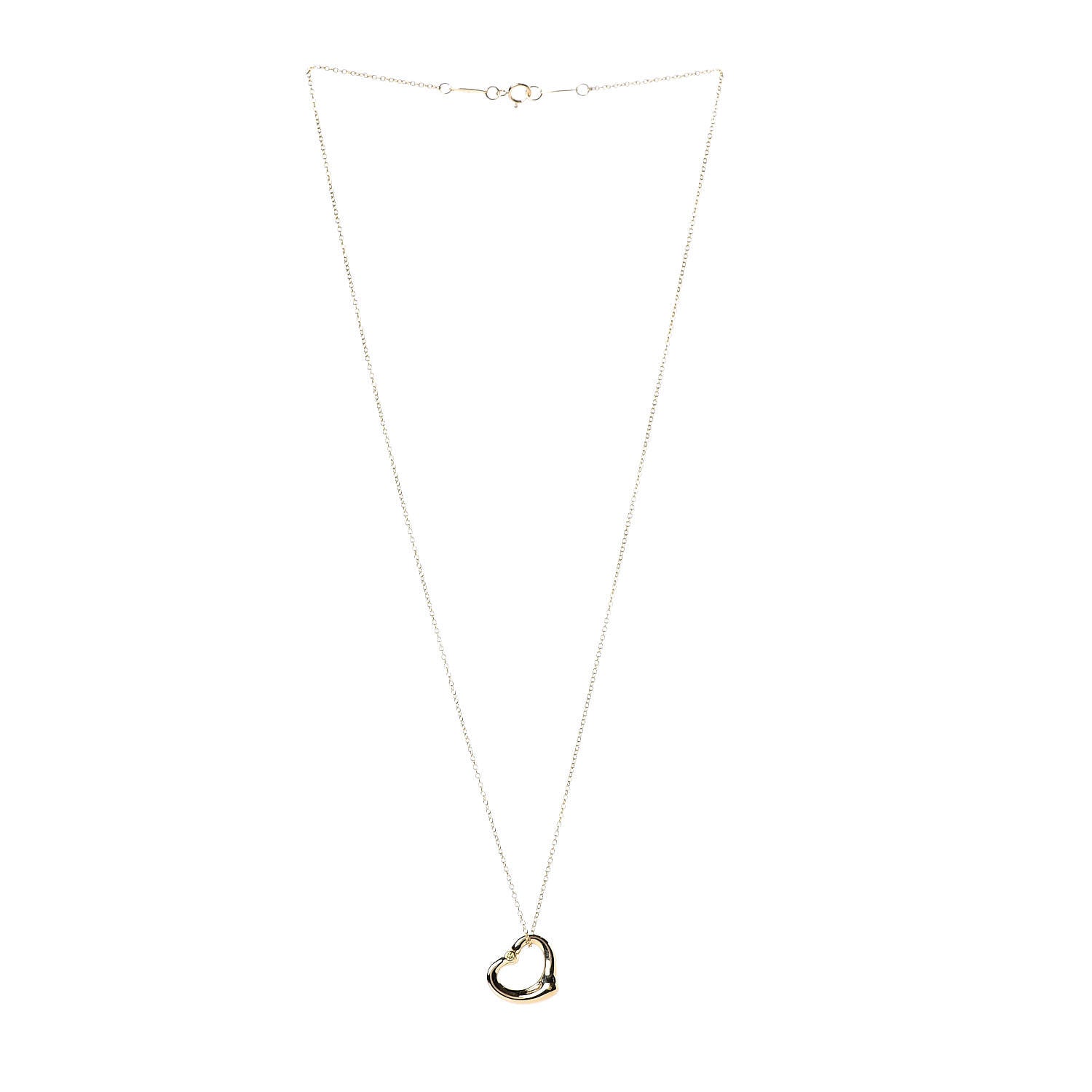 Tiffany 18K Yellow Gold Yellow Diamond 14mm Elsa Peretti Open Heart Pendant Necklace 3 of 7