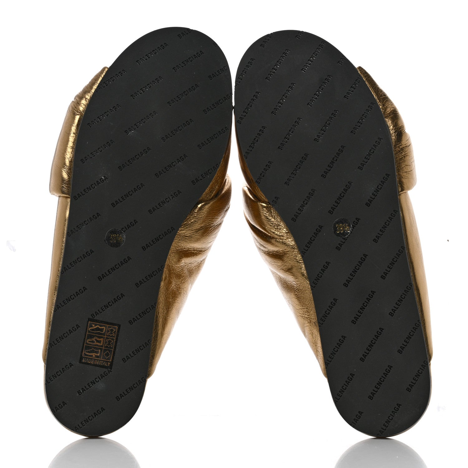 Balenciaga Metallic Lambskin Drapy Slide Sandals 39.5 Gold 5 of 8