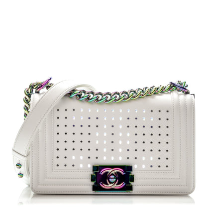 Chanel Lambskin LED Iridescent Metal Small Boy Flap White Multicolor 1 of 12