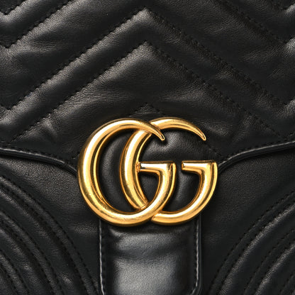Gucci Calfskin Matelasse Small GG Marmont Top Handle Shoulder Bag Black 8 of 10