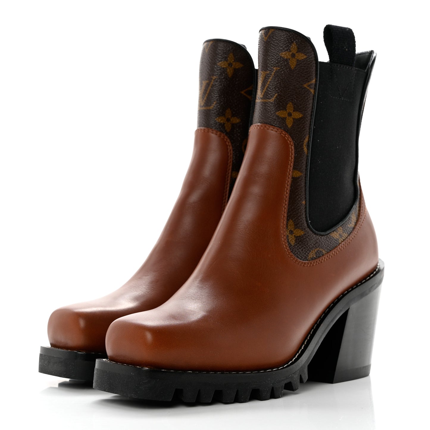 Calfskin Monogram Limitless Ankle Boots 36 Cognac
